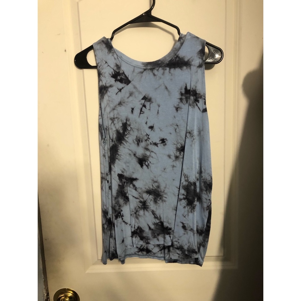 Black and Blue Tie Dye Tank Top